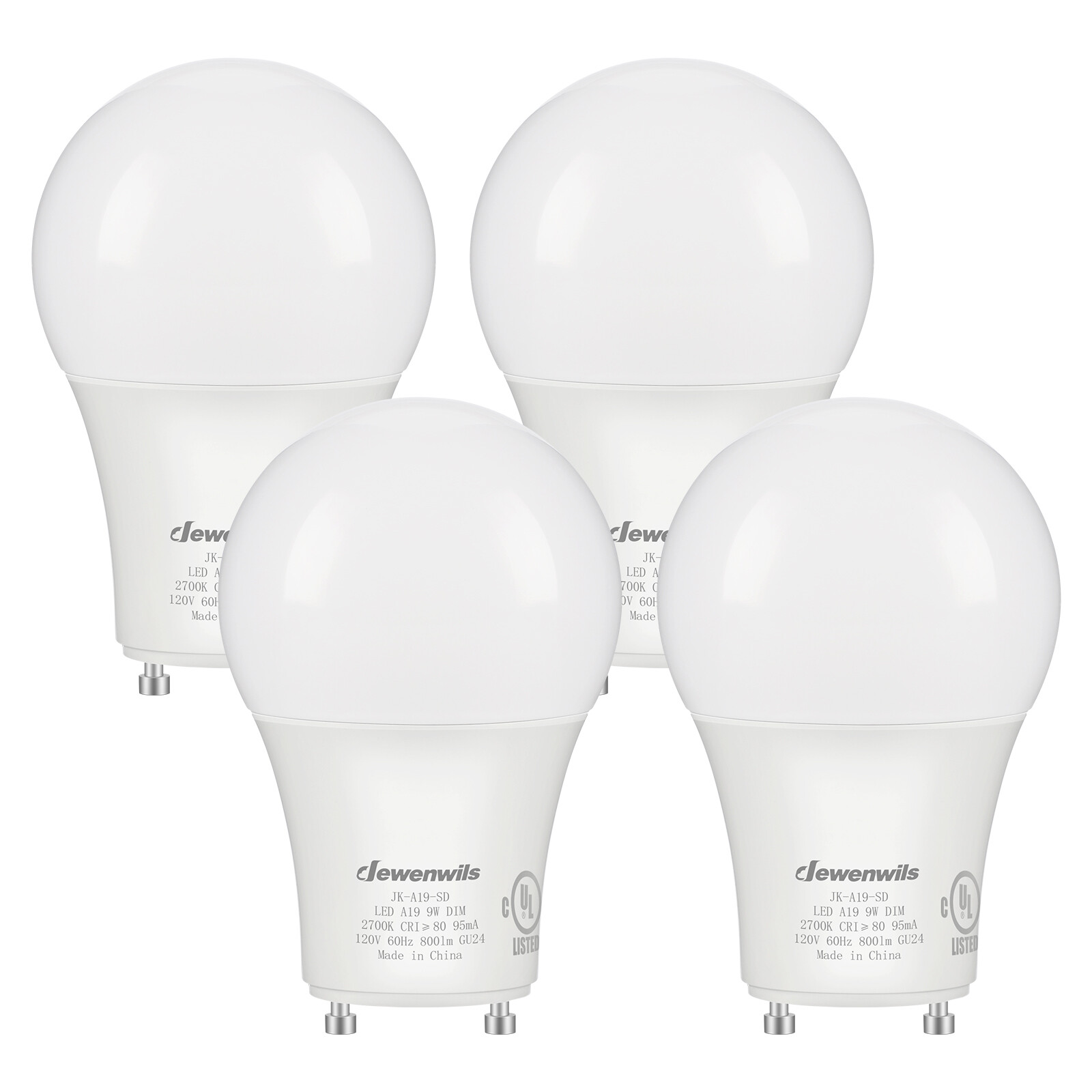 DEWENWILS 4 Pack GU24 LED Light Bulb, Dimmable 2 Prong Light