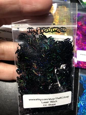 50G Holographic BLACK Glitter Slice LASER alphabet confetti C US Seller