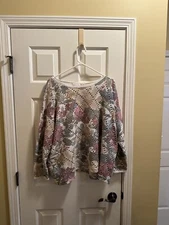 Forelli Moda Internazionale Sweater Crew Neck Size 22/24 Floral Pattern USA
