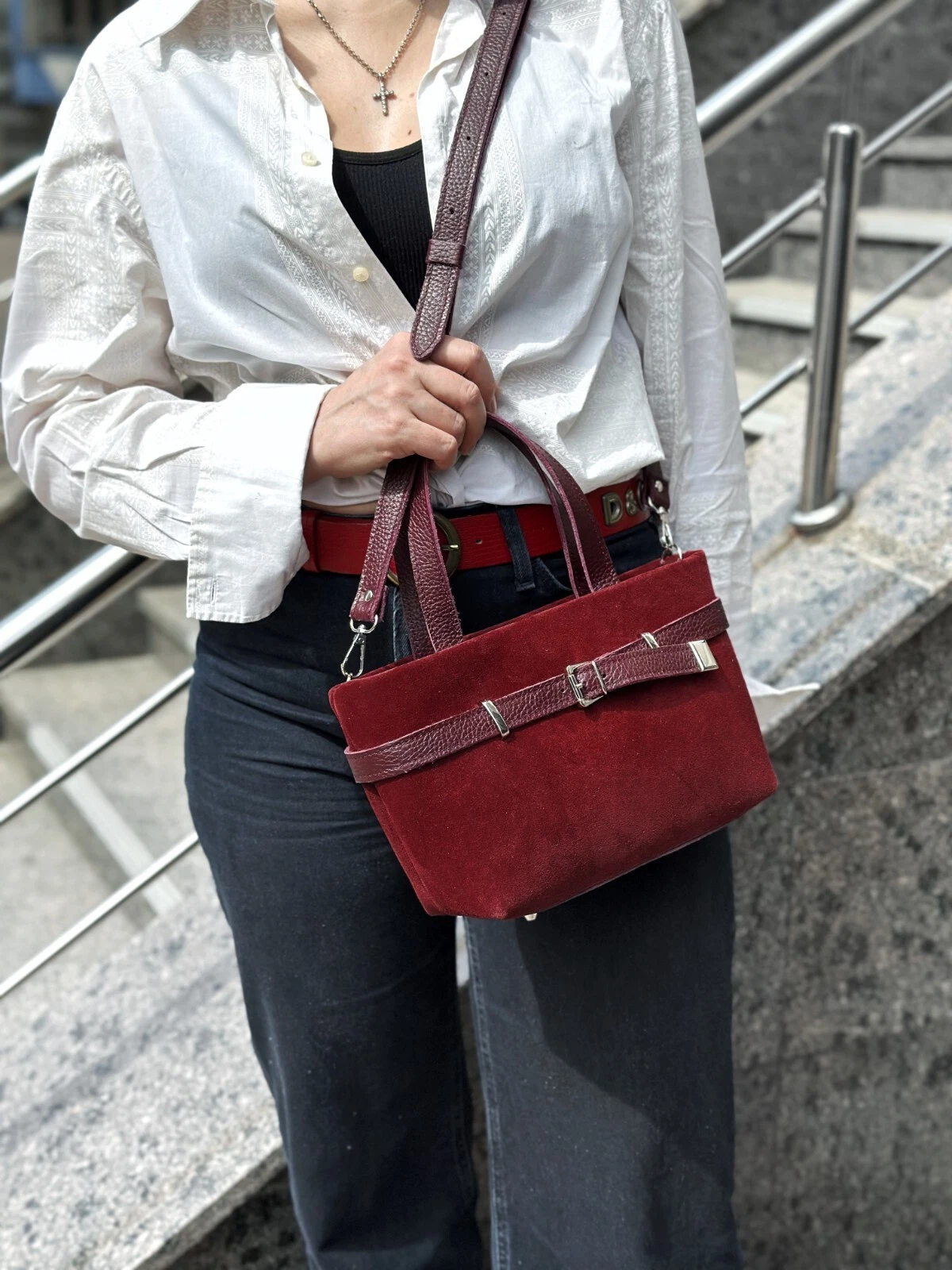 COACH Borsa donna VERA pelle scamosciata bordeaux tracolla bordeaux