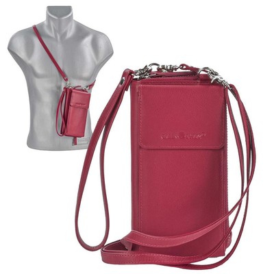 Greenburry Vintage Leder Handy Bag Geldbörse für 8x16cm Smartphones rot