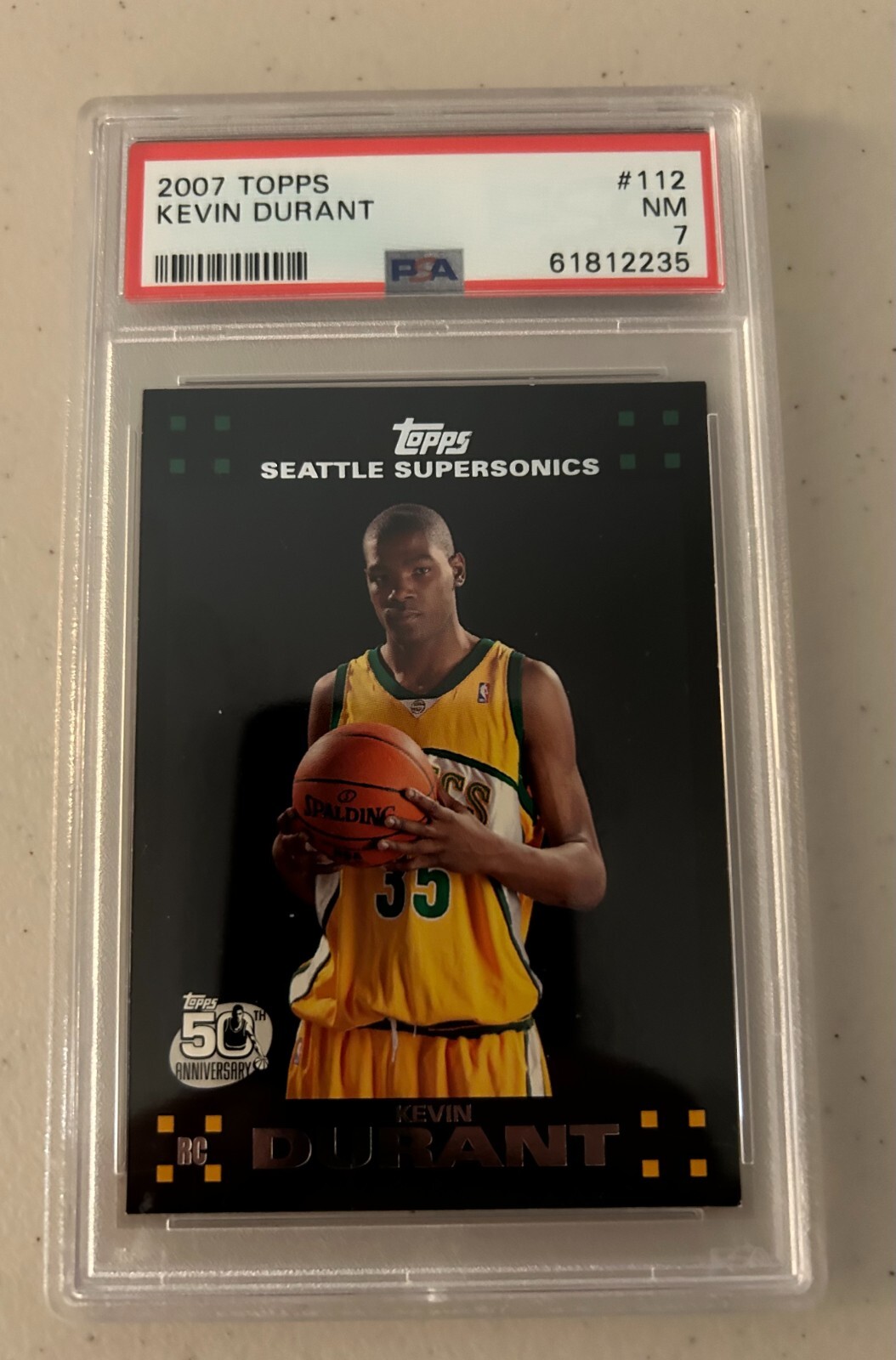 2007-08 Topps Kevin Durant Black Border Rookie RC #112 PSA 7 Supersonics