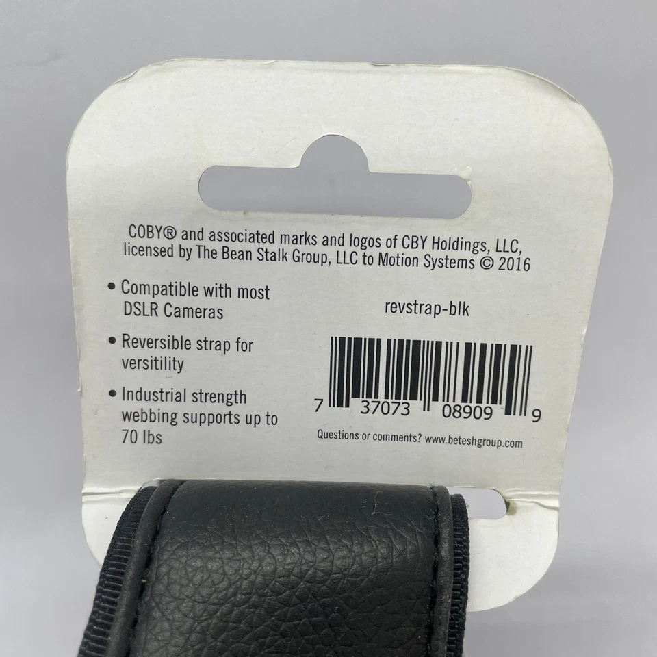 Correa de cámara Coby Be Inspired correa reversible se adapta a la mayoría de las cámaras DSLR negra Foto 3 de 4