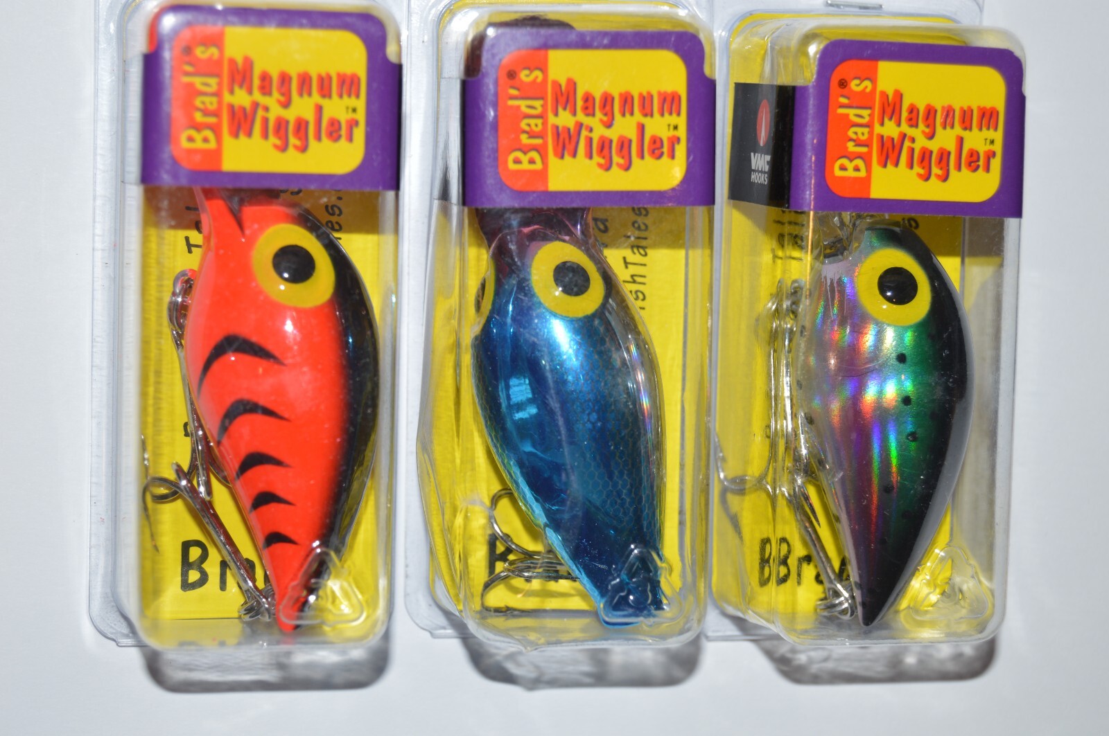 3 lures brad's magnum wiggler wiggle wart 3.75" crank 3/4oz assortment