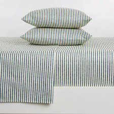 4-Piece Blue Premium Soft Striped Microfiber King Sheet Set