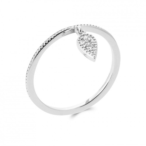 Bague Solitaire En Argent Massif 925 Rhodié - Pierre Zirconium Rose - Garantie Sans Nickel