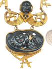 RARE SELRO Black Glass Enameled Oriental Man Happy Face Necklace, Cuff, Earrings — photo 2