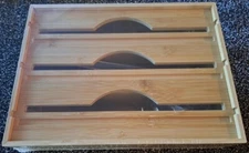 Bamboo Drawer Organizer & Wrap Dispenser, 3 Section 12" - Foil, Cling, Parchment