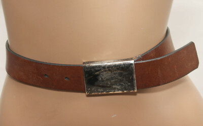 Kenneth Cole Antiqued Buckle Brown Leather Belt Kenneth Cole Antiqued Western Whip Stitch Leather Belts M  main image 4