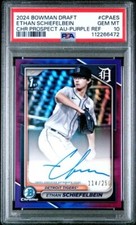 2024 Bowman Chrome Draft Ethan Schiefelbein Purple Refractor Auto /250🔥PSA 10🔥