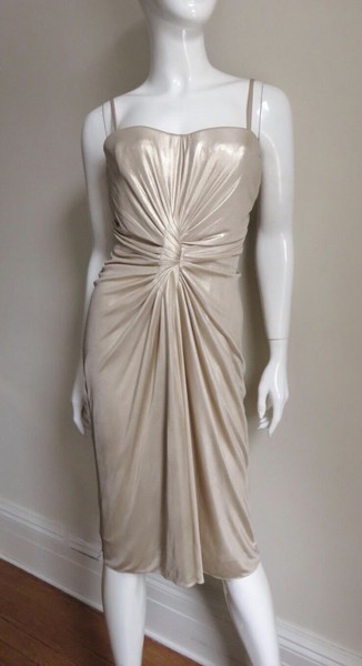 Christian Dior John Galliano Vintage Gold Lame Dress 42