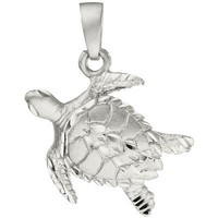AnhäNger SilberanhäNger SchildkröTe, 925 Silber, Halsschmuck Rhodiniert Teilmatt