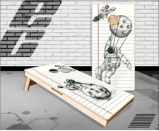 Astronaut Paper Doodle Cornhole Boards Bean Bag Toss Game