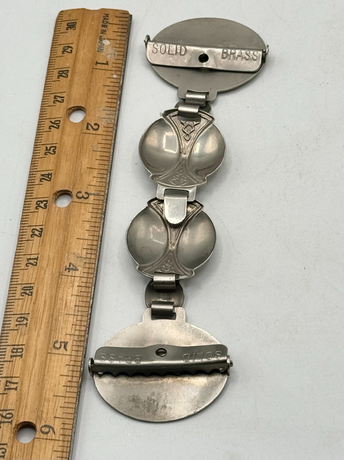 Estate solid brass silver interlocking belt buckle - image 5