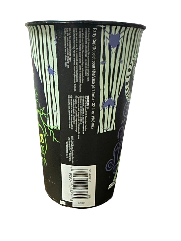 Beetlejuice Ghost Halloween amscan fiesta favor 32 oz. Lote de 2 vasos de plástico Foto 2 de 3