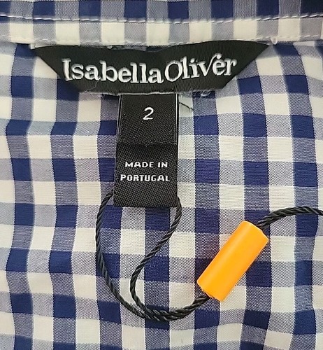Isabella Oliver, London Blue Check Maternity Wrap Tie Button-Up Tunic US6/8 NWOT - Picture 8 of 9