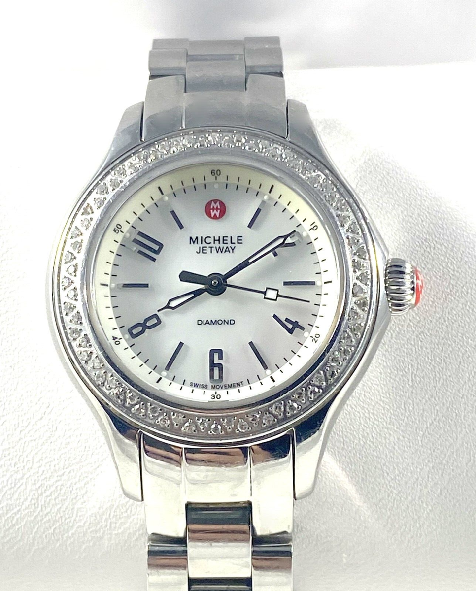 Michele Jetway Diamond Watch With SS Locking Band in Cond
