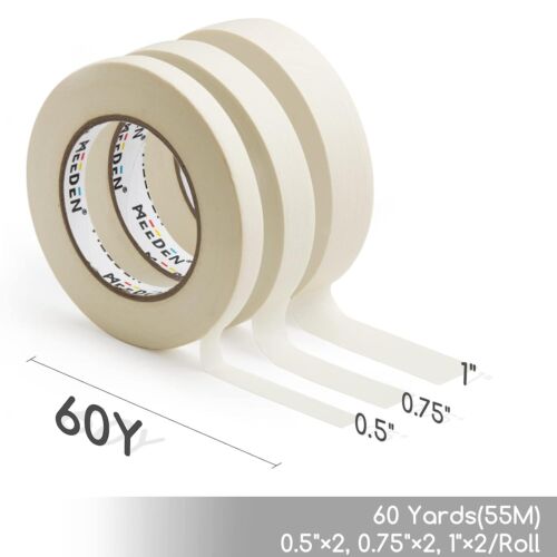 6 Packs White Artist Tape, 0.5" 0.75" 1.0" x 60 Yard, Multi-Sized Masking Art... - Picture 3 of 8