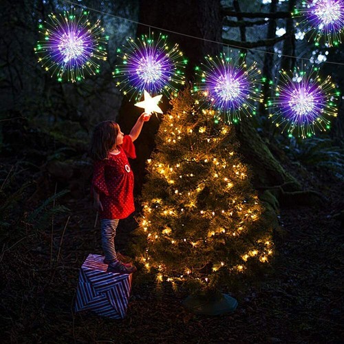 200LED Hanging Sphere Lights Starburst Fireworks Lights Dimmable 8 Modes Remote - Picture 8 of 12