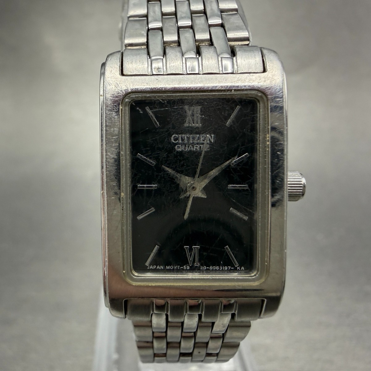 Citizen Tank Watch Women 18mm Black Dial Silver Tone 5930-S038588
