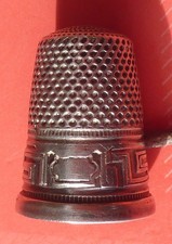 ancien Dé à coudre en argent massif thimble décor frise grecque