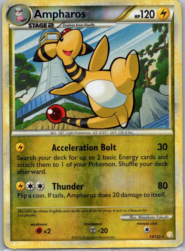 Ampharos 14/123 HeartGold & SoulSilver Rare Reverse Holo Pokemon
