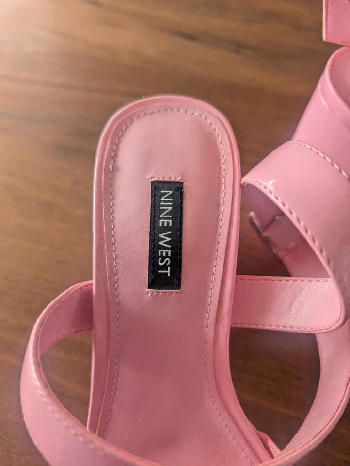 Nine West Womens Pink Tackle3 Open Toe Block Heel Sandals w/Ankle Strap, Size 7M - Image 4 of 4