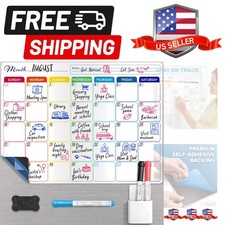 Whiteboard Calendar - 16x12 in - Magnetic Monthly Dry Erase Planner with Adhe...