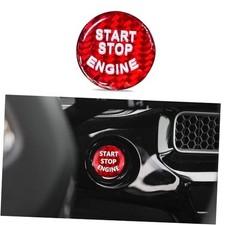         Car Push Start Button Cover, Car Ignition Button Cover, Carbon Fiber Red
