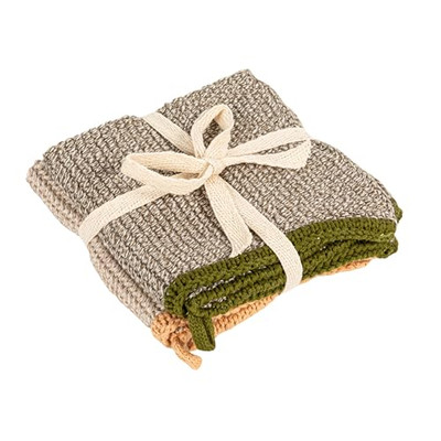  Square Cotton Knit (Set of 2) Dish Cloth, Multi (DF3785) 