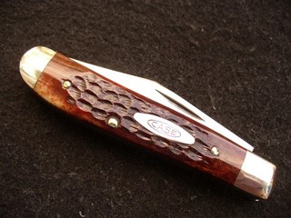 Vintage Case XX USA 6207 Mini Trapper Pretty Reddish Bone Knife 3 dot 1977 NM