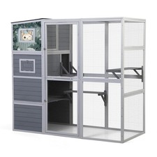 70" Large Wooden Cat Cage EnclosureCat Catio w/ Weatherproof Roof Large Outdoor