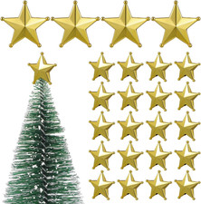 50Pcs Mini Christmas Tree Star: Miniature Gold Christmas Tree Top Star Topper De