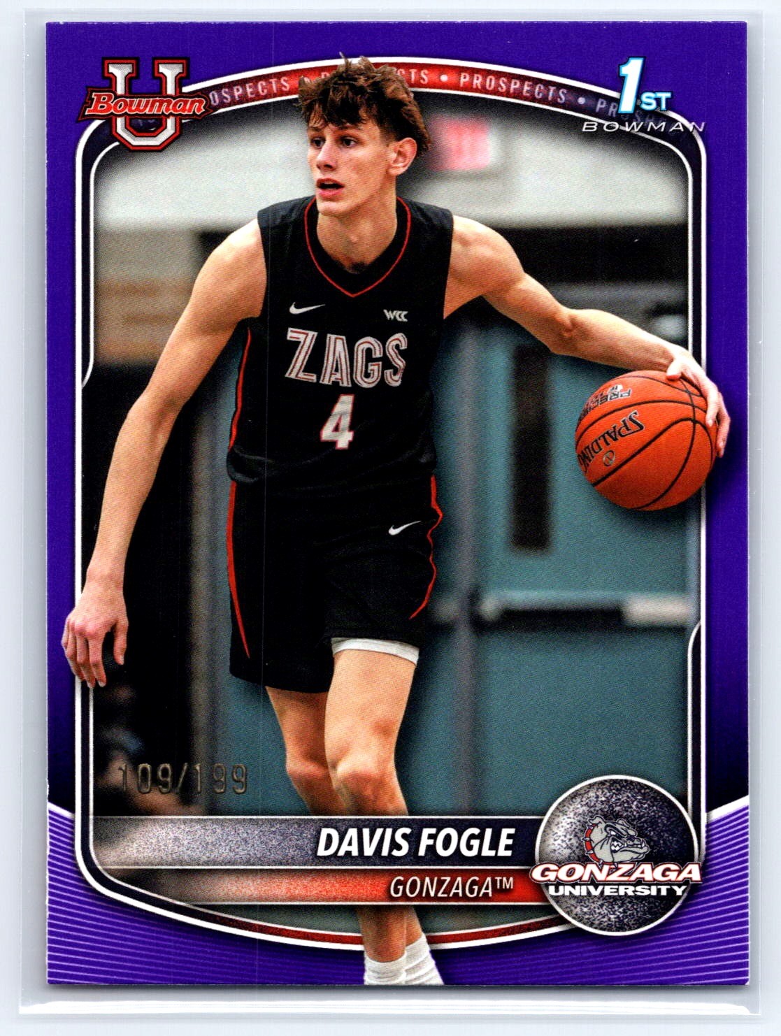 2025-26 Bowman - Davis Fogle - Prospect Purple Border #109/199 (Gonzaga)