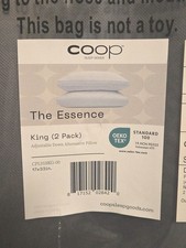 Coop 2pk King Size The Essence Adjustable Down Alternative Pillows 17x33 NEW