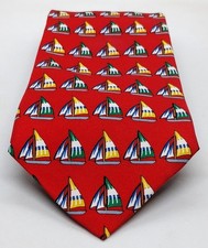 Brooks Brothers Silk Sailboats Necktie. Red Makers Multicolor Men's Tie. EUC