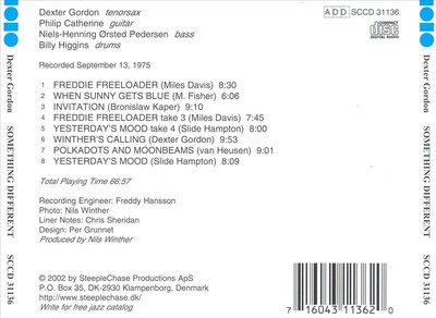 DEXTER GORDON - SOMETHING DIFFERENT NEW CD