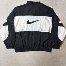 Vintage 90s Nike Windbreaker Jacket Men's XXL Black White Colorblock Full Zip