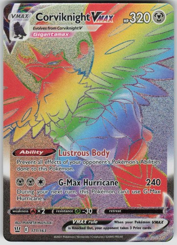 Pokemon Corviknight VMAX (Secret) 171/163 SWSH05: Battle Styles Holofoil ScR NM