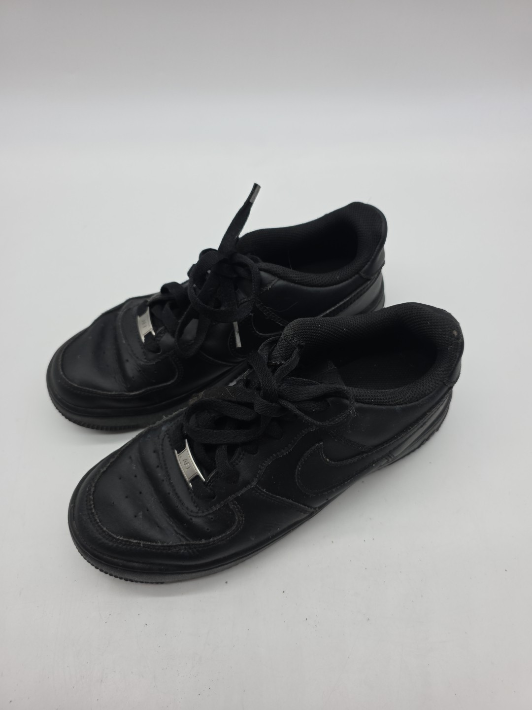 Nike Air Force 1 Low Black Leather Sneakers Size 6Y..#4