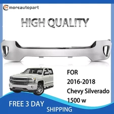 Front Bumper Face Bar for 2016-2018 Chevy Silverado 1500 w/Fog Light Hole Chrome