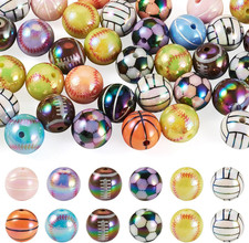 36Pcs Sports Beads 15.5Mm Football Basketball Rugby Tennis Baseball Beads Irides
