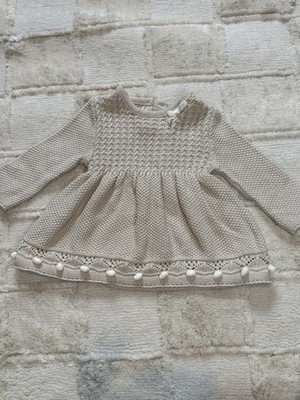 Baby Cupcakes And Cashmere Size 6-9m Crochet Knit Longsleeve Dress Tan