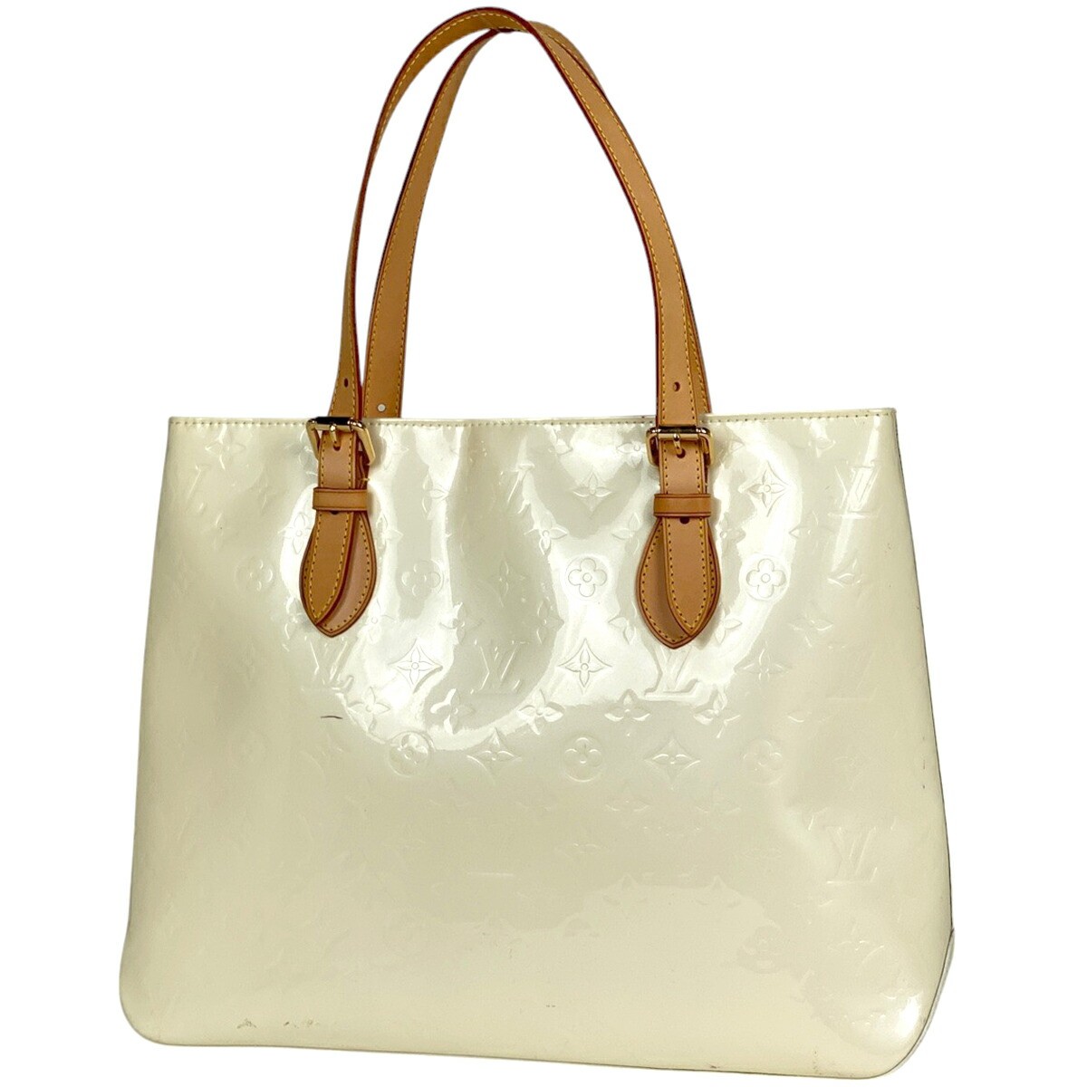 Louis Vuitton Brentwood Vernis Perle White Tote Handbag M91512 for Women-image