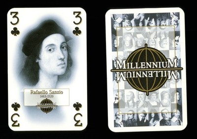 1 x Einzelspielkarte Raffael Sanzio italienischer Maler 3 der Clubs AB74