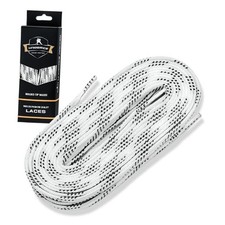 Hockey Skate Laces, Waxed Skate Laces for Quad, Ice, Roller,Multiple 96" White