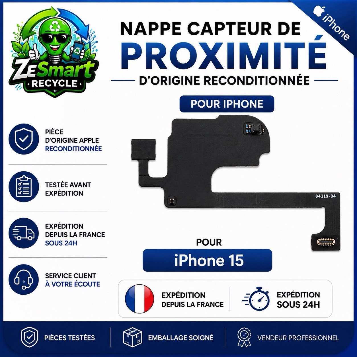 Nappe Capteur De Proximité D’origine Reconditionné Pour Apple iPhone 15 Plus