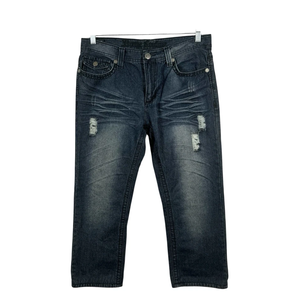 XTREME COUTURE Jeans Mens 34x25.5 Cross Grunge Punk Dark Wash Straight - Image 3 of 4