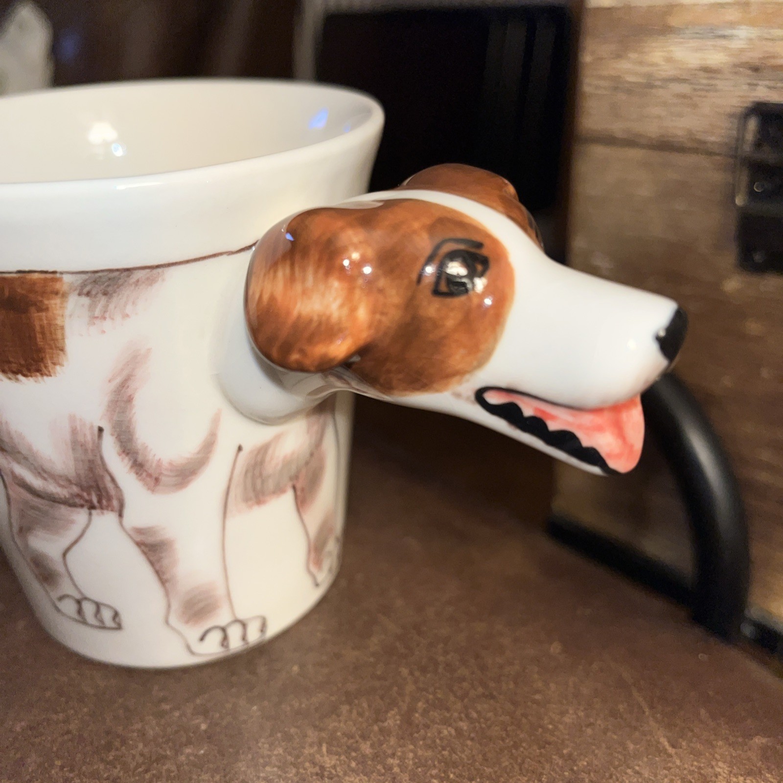 Jack Russell Ceramic Cup Mug 3D Dog Head Handle. Microwave/Dishwasher Safe