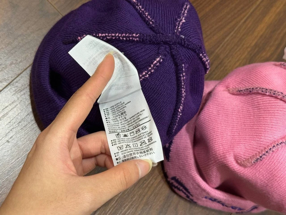 Juego de 2 Gorros Arc'teryx Cabeza de Pájaro Toque - Rosa y Púrpura Lana Tejido Invierno Esquí Foto 4 de 4